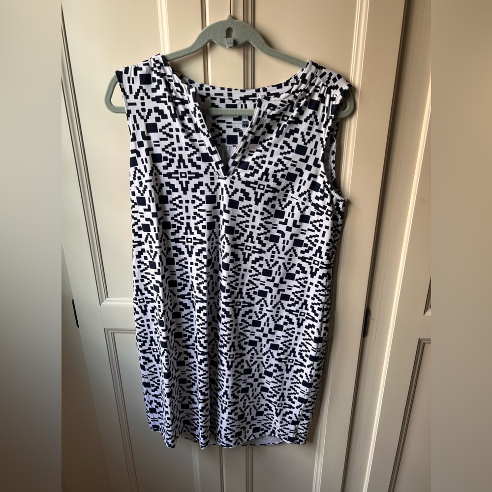 Southern Tide Insignia Blue Geo Print Dress - size medium